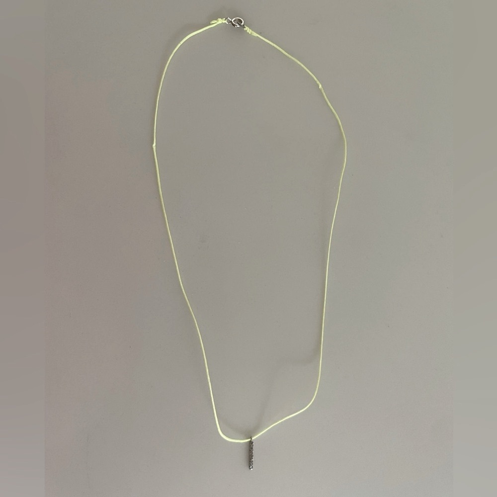 Chan Luu Neon Yellow Cord Necklace with Sterling Silver Champagne Diamond Bar